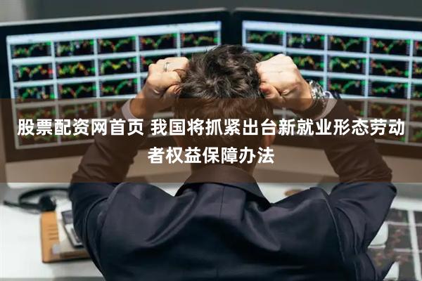 股票配资网首页 我国将抓紧出台新就业形态劳动者权益保障办法
